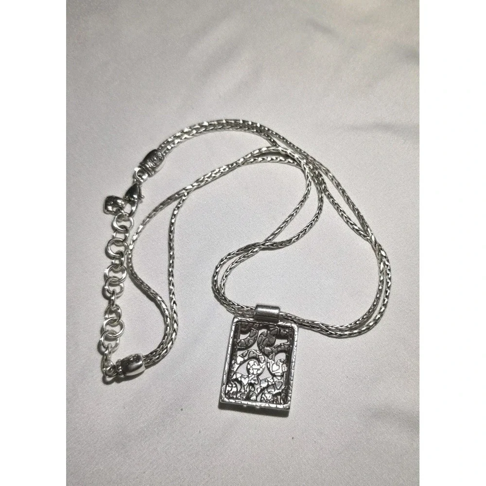 Brighton Deco Lace Square Pendant‎ Double Wheat Chain Necklace #89